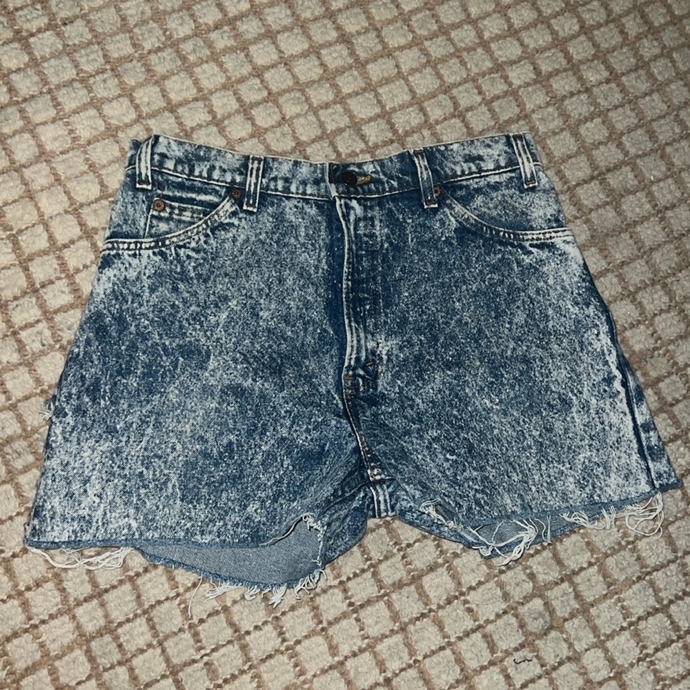 vintage levis cut off shorts in bleached acid wash denim